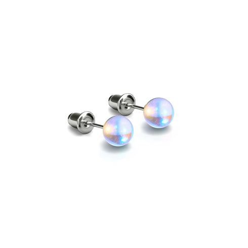 Rainbow Supernova | .925 Sterling Silver | Galaxy Glass Mini Stud Earrings